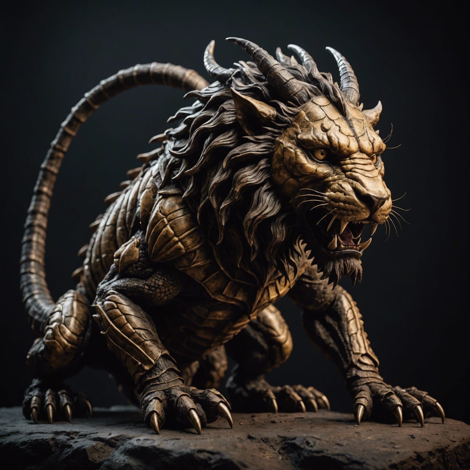 Iconic Manticore in Dark Academia Style