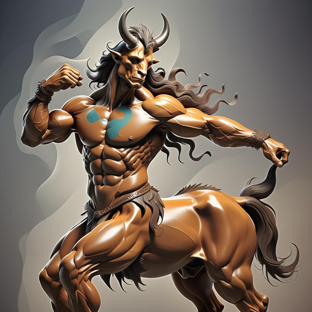 Muscular Centaur in Abstract Vector Fractal Style