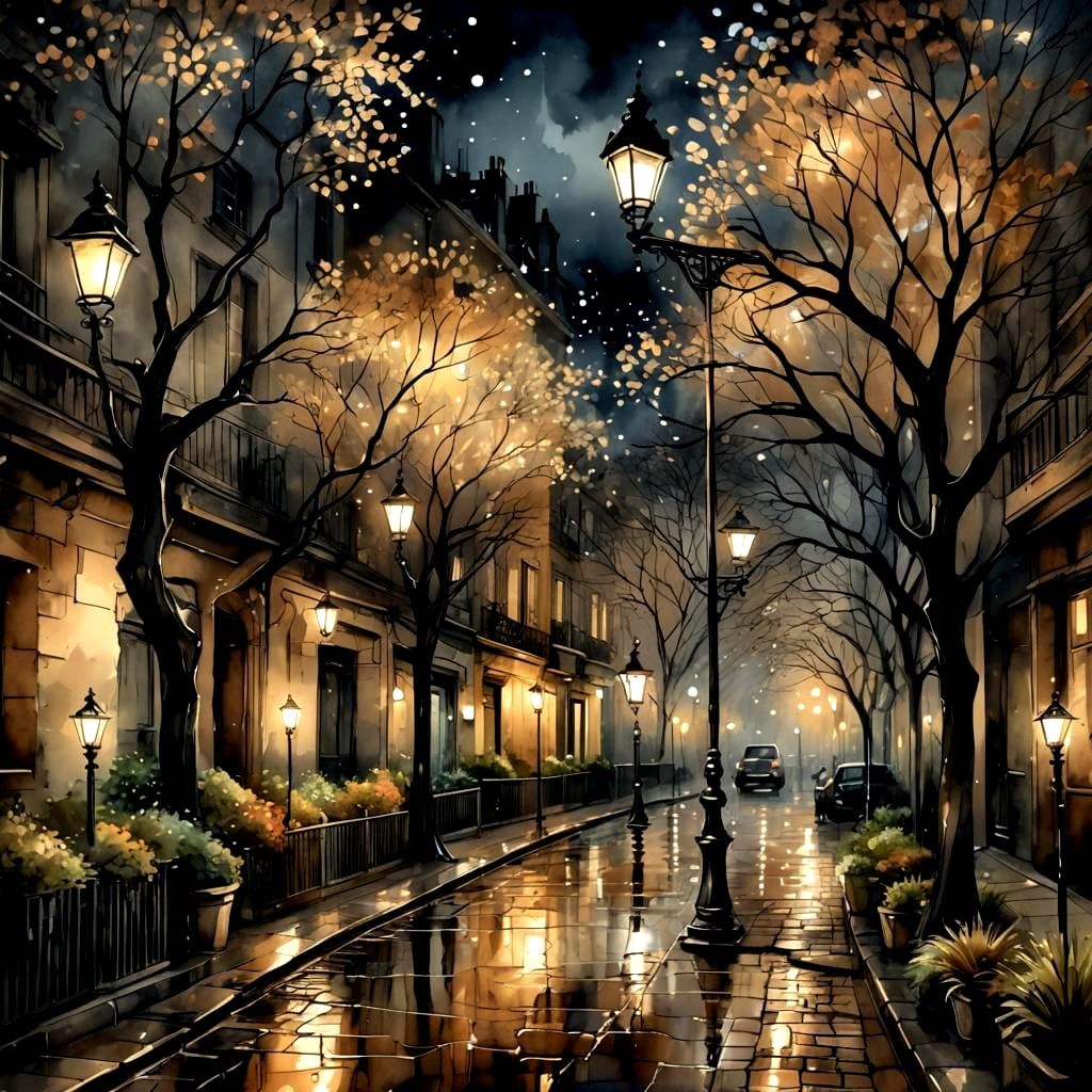 A rainy night scene