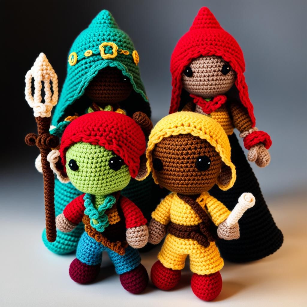 Crochet D&D Adventurers with Volumetric Lighting