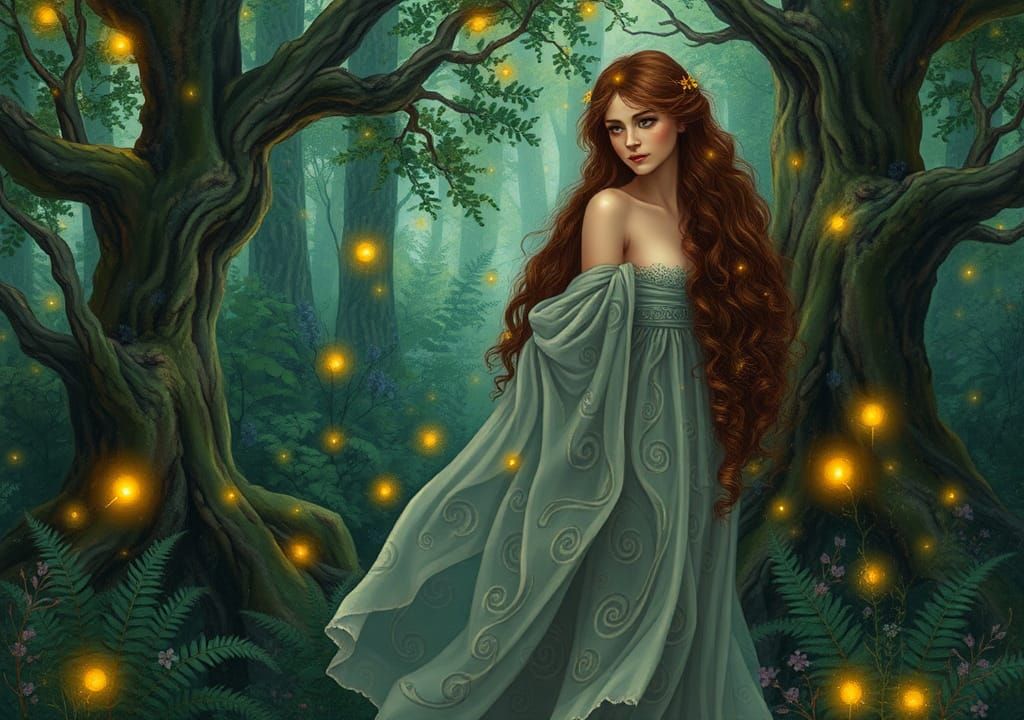 Mystical Nymph in Enchanted Forest