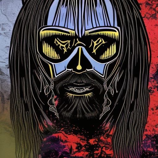 Black Metal Portrait with Corpsepaint in Pop Art Style