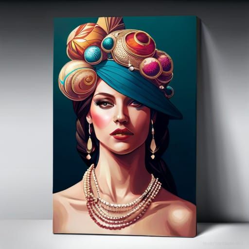 Woman in Jeweled Hat: Hyperdetailed Concept Art