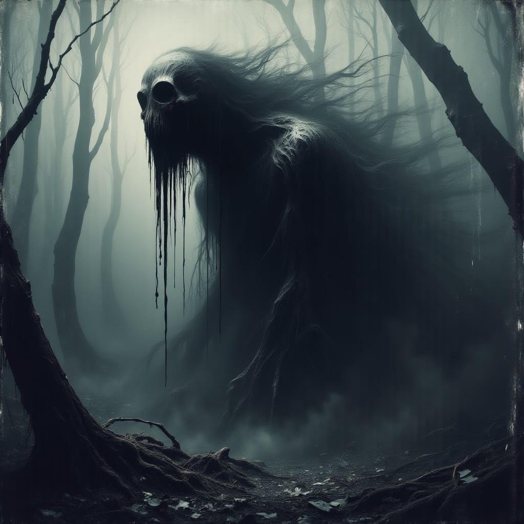 Dark Ethereal Entity in Macabre Landscape