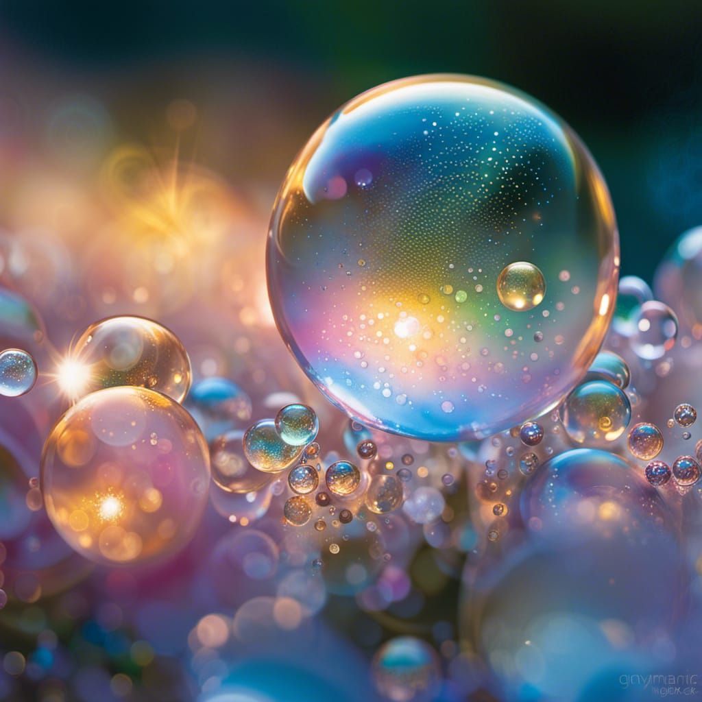 Sparkling Bubbles in Soft Watercolor with Intricate Lighting