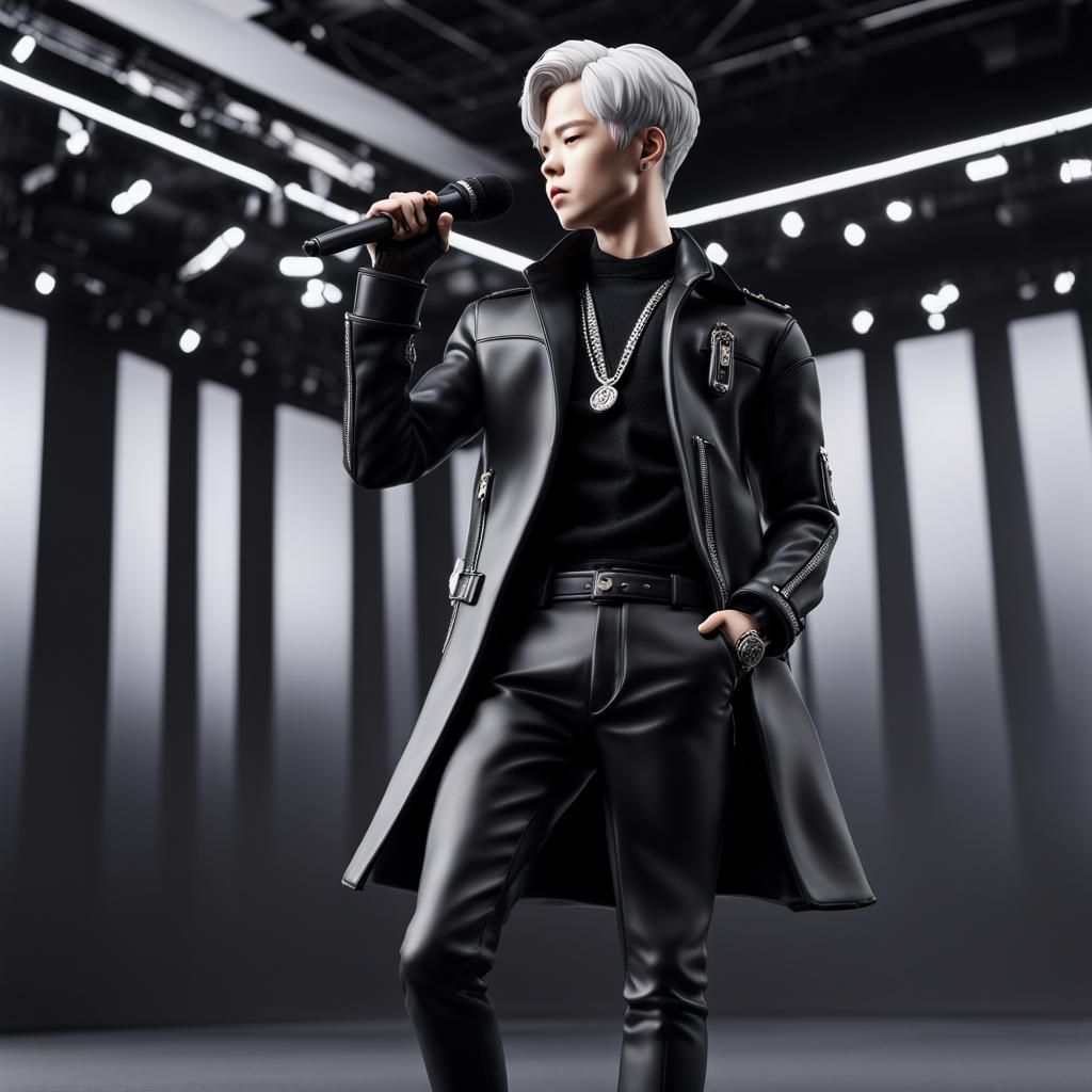 Jimin BTS Funko Pop in Hyperrealistic Black and Silver