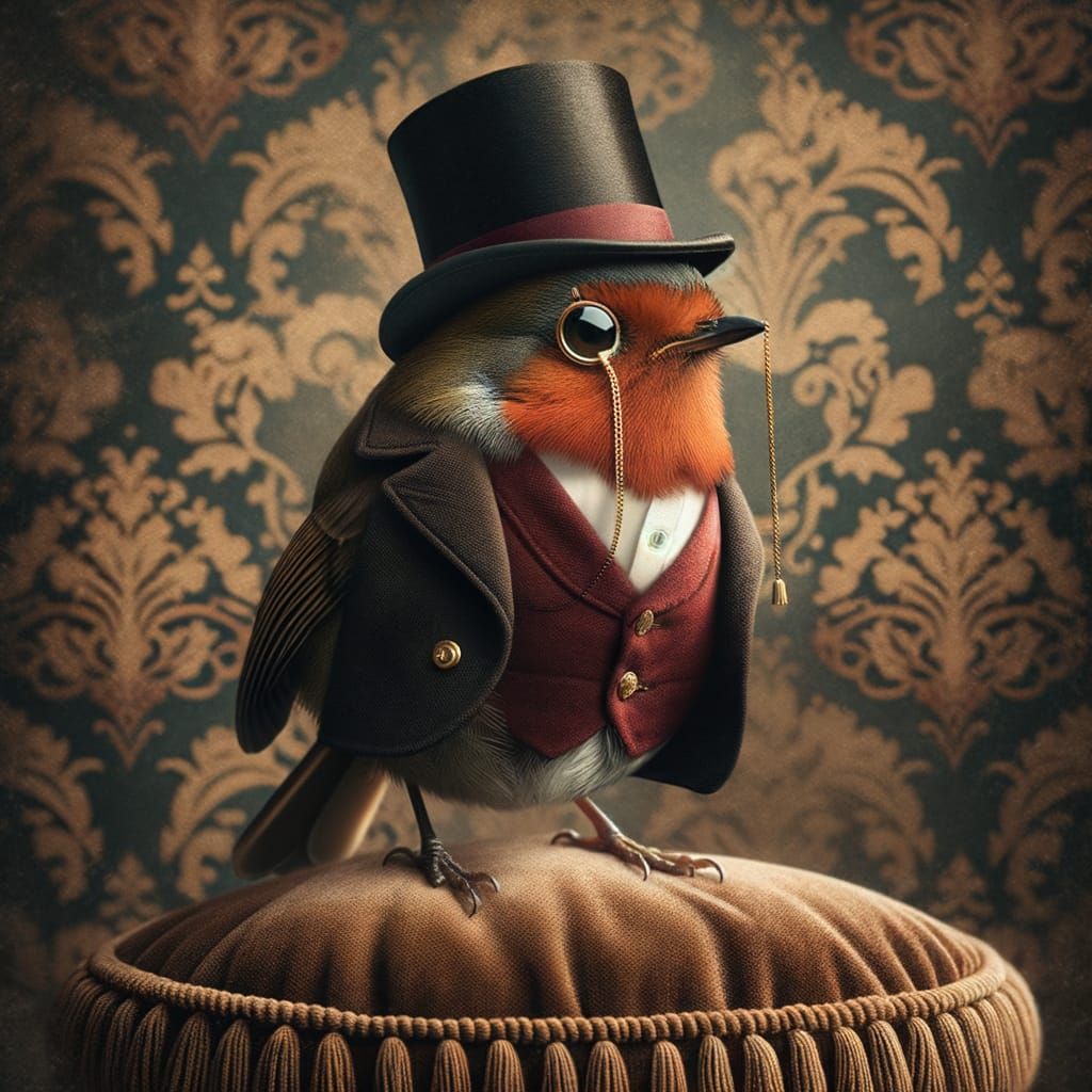 Victorian Robin Gentleman in Detailed Portrait