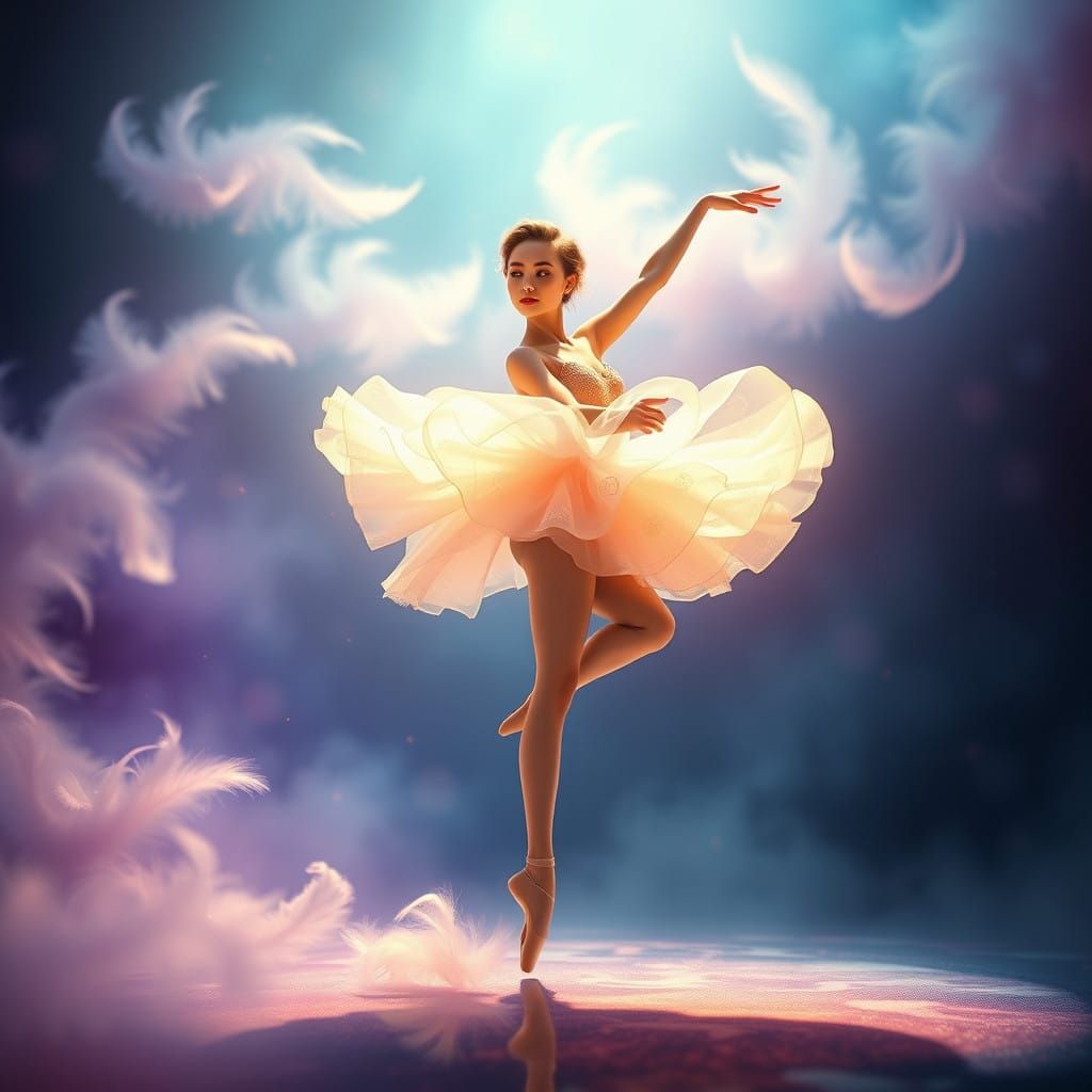 Ethereal Ballerina in Dreamlike Fantasy Realm