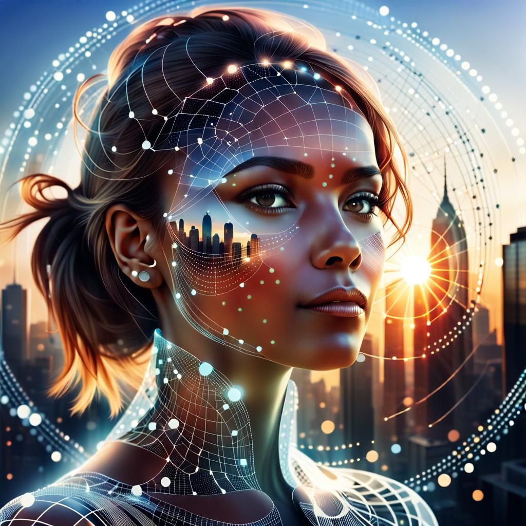 Sunrise City Silhouette: Multi-layered Network Portrait