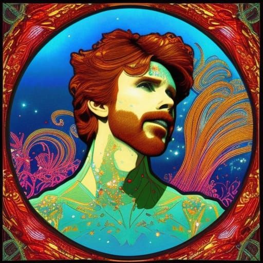 Courtney Gains Portrait in Art Nouveau Style