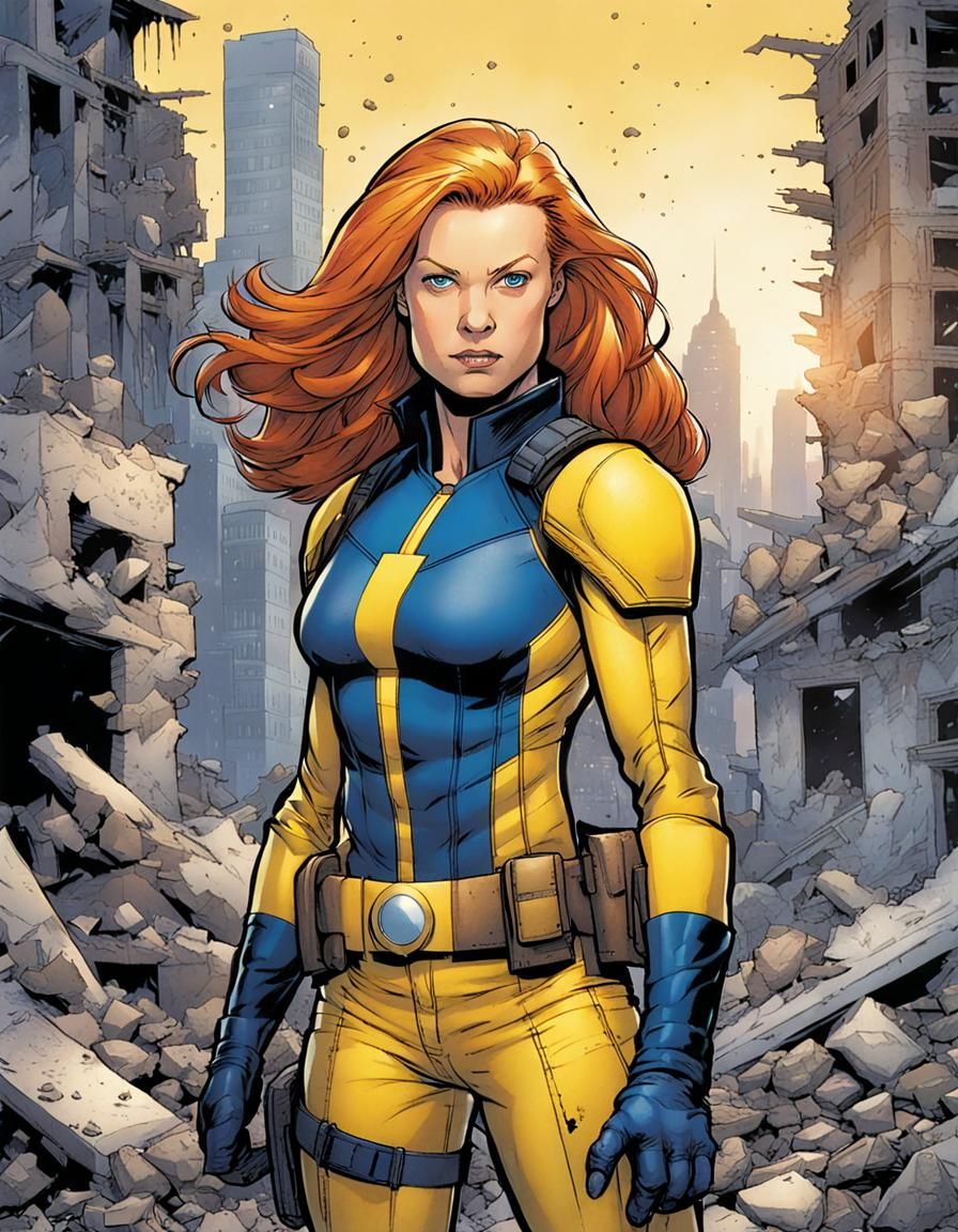 Ginger Superhero Portrait in Comic Book Style