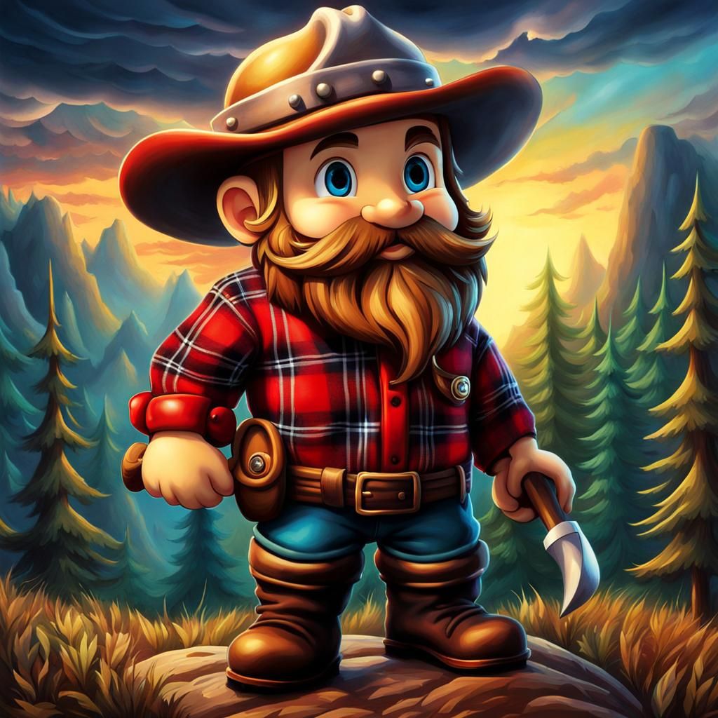 Chibi Lumberjack in Surrealist Style
