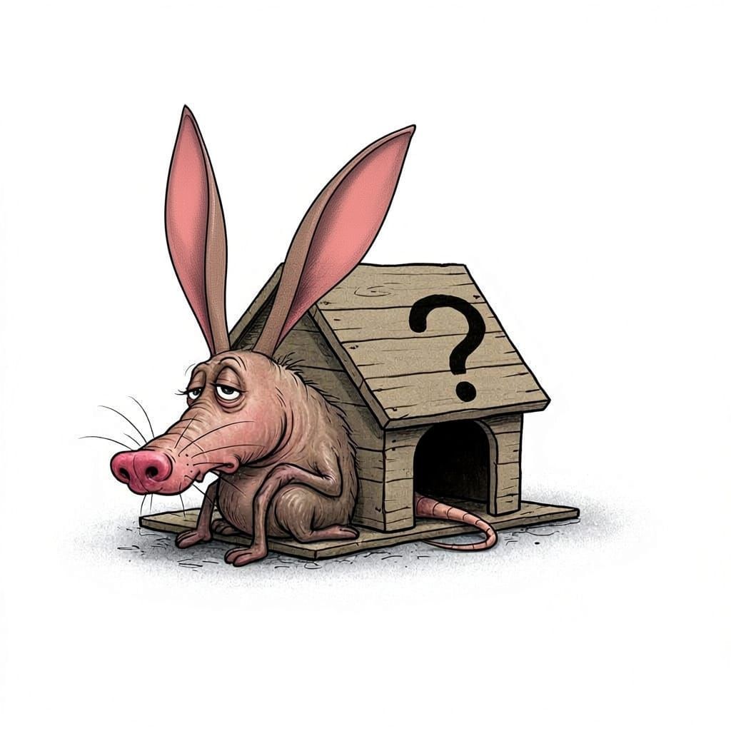 Whimsical Aardvark Cartoon in Ronald Searle Style