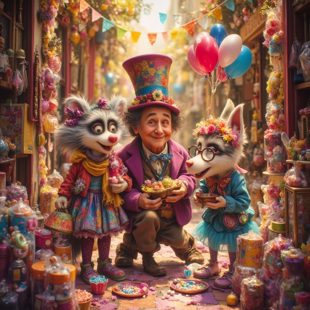 Wonka's Candy Factory in Whimsical Candyland Style