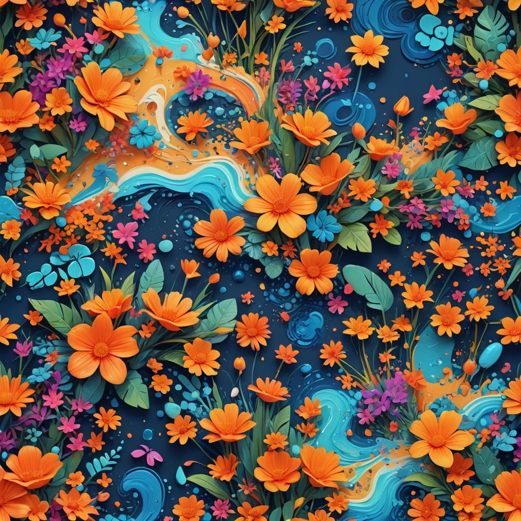 Floral Digital Product in Vibrant Pop Art Style