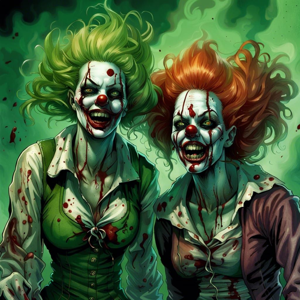 Zombie Clown Girls in Apocalyptic Nightmare