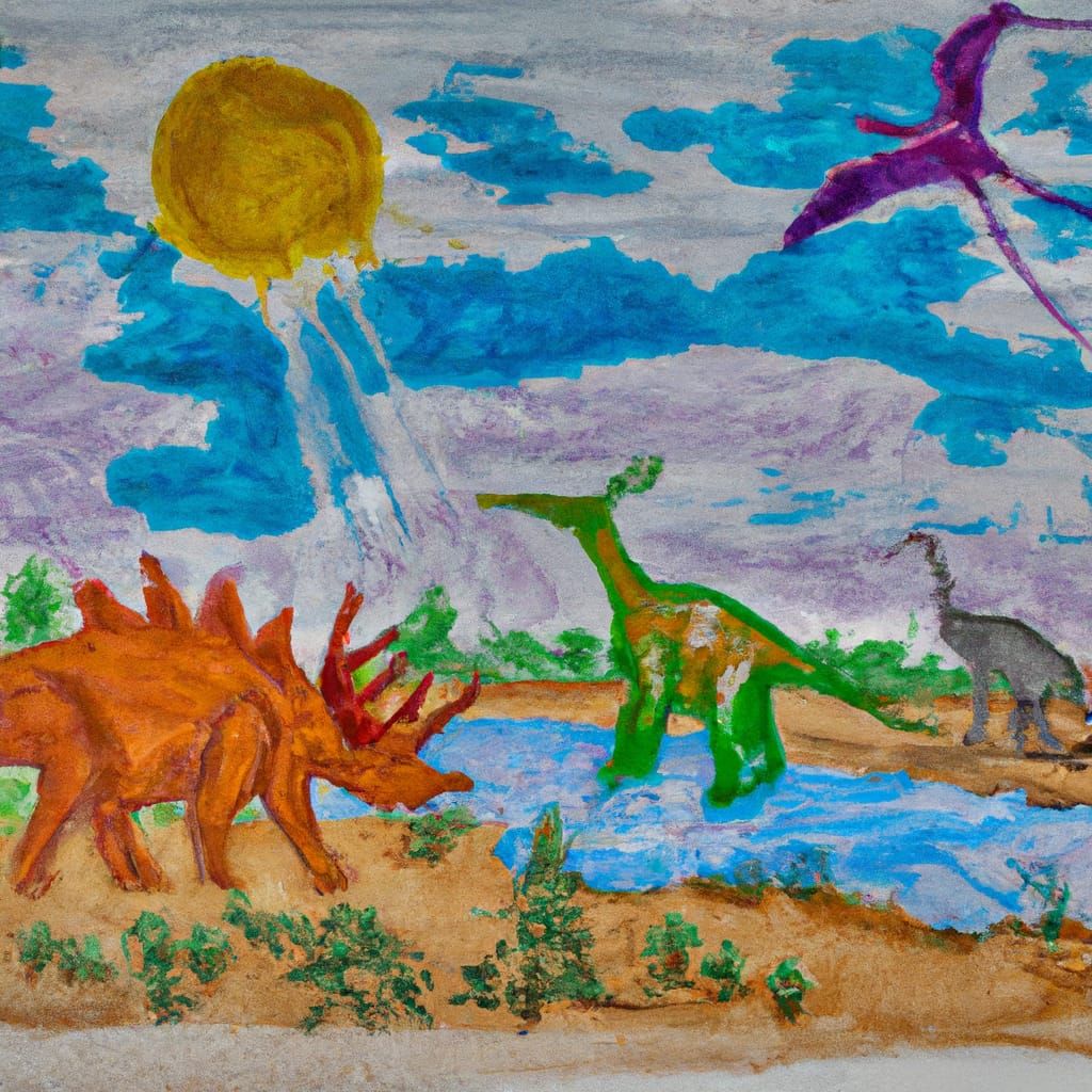 Wildlife Park Wax Drawing With Dinosaurs