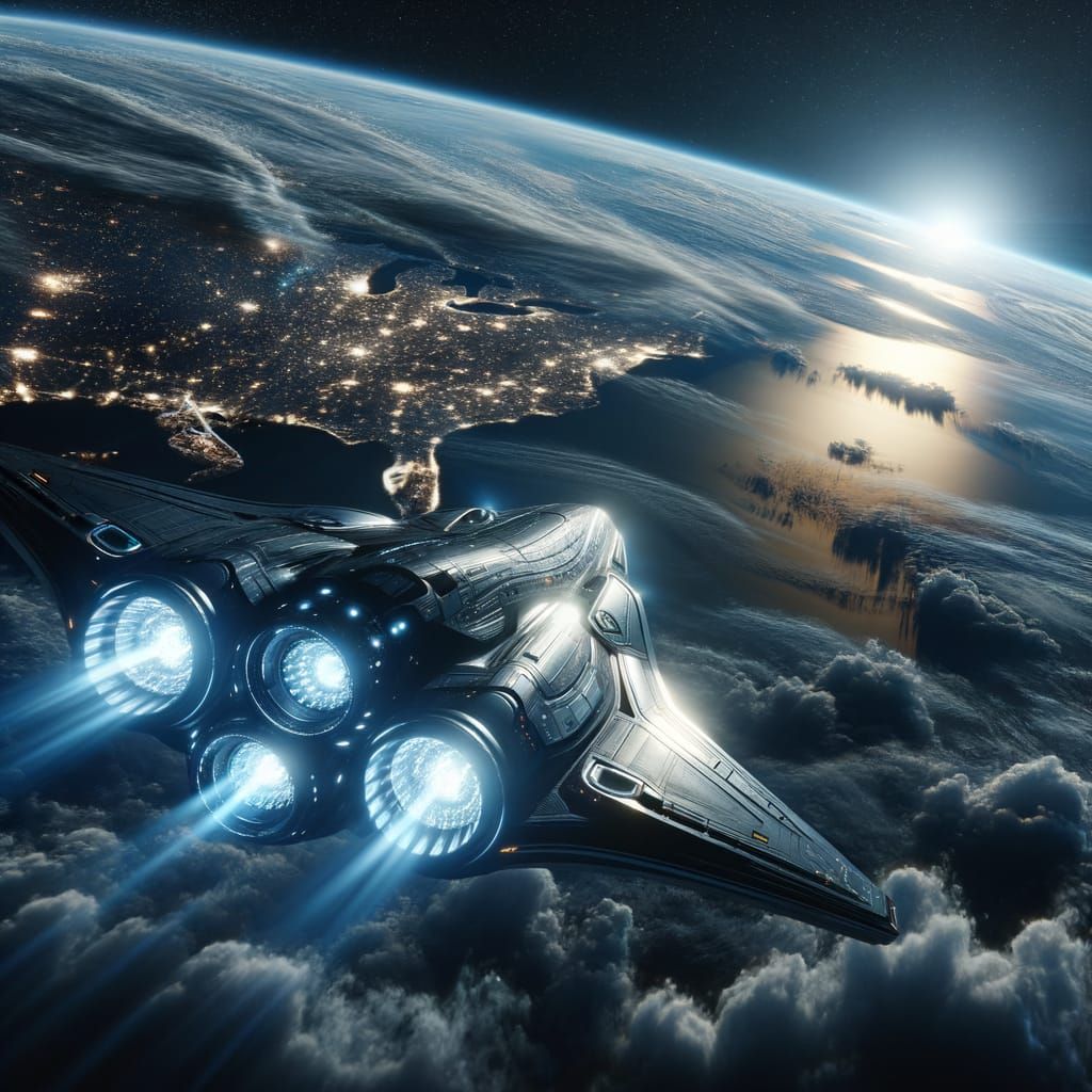 Futuristic Spaceship Departs Earth in Photorealistic CGI Ren...