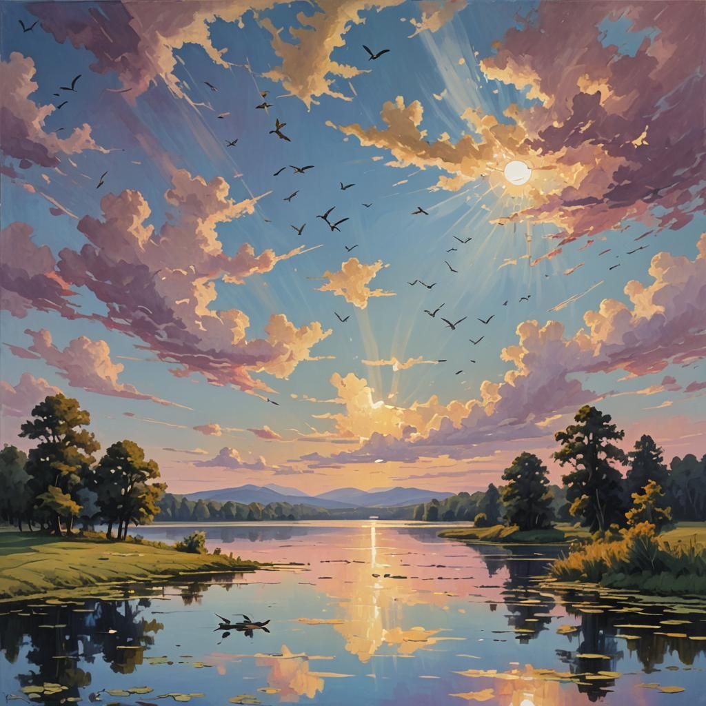 Sunset Over Lake: Detailed Matte Painting in Unreal Engine