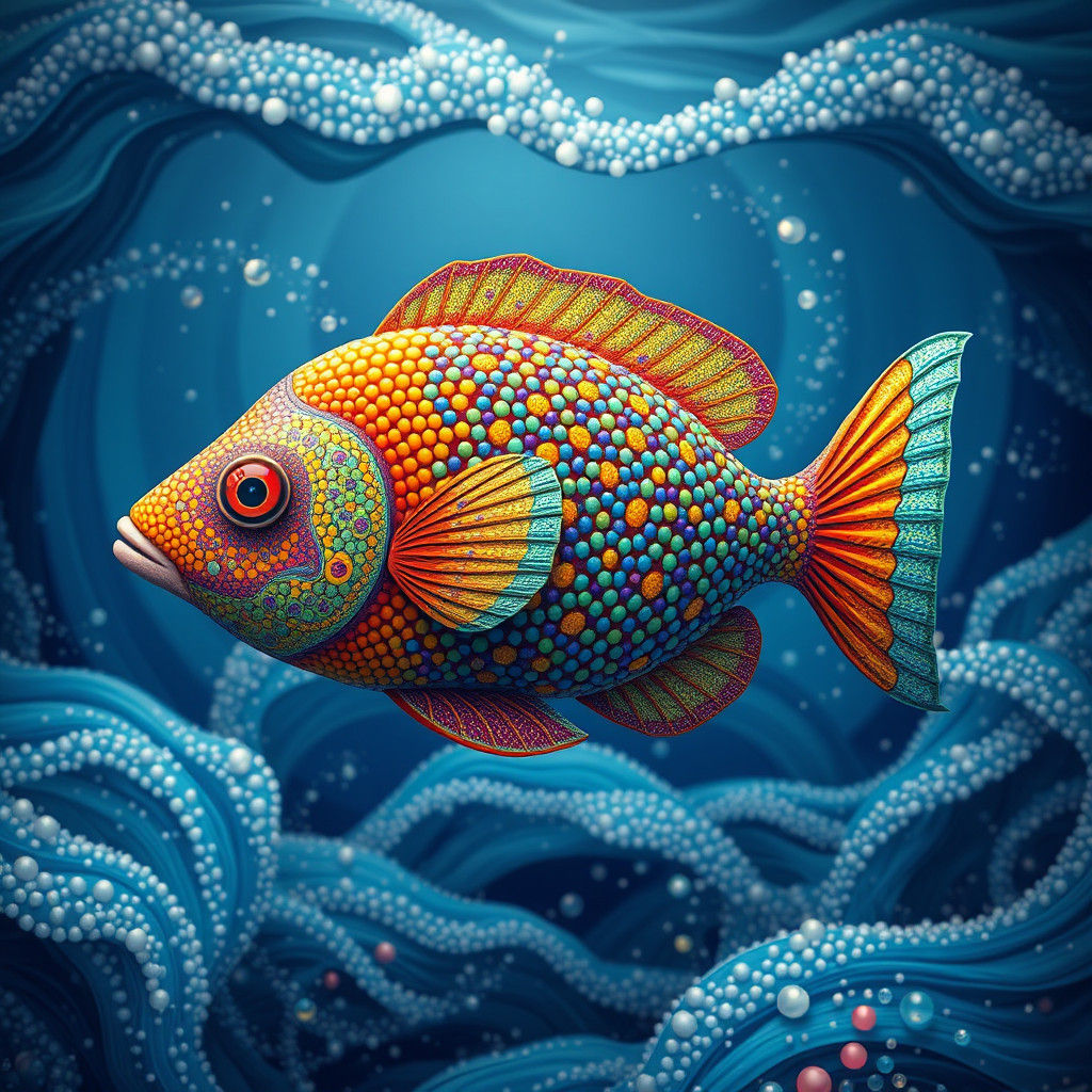 Vibrant Fish in Ocean Scene, Fantasy Concept Art