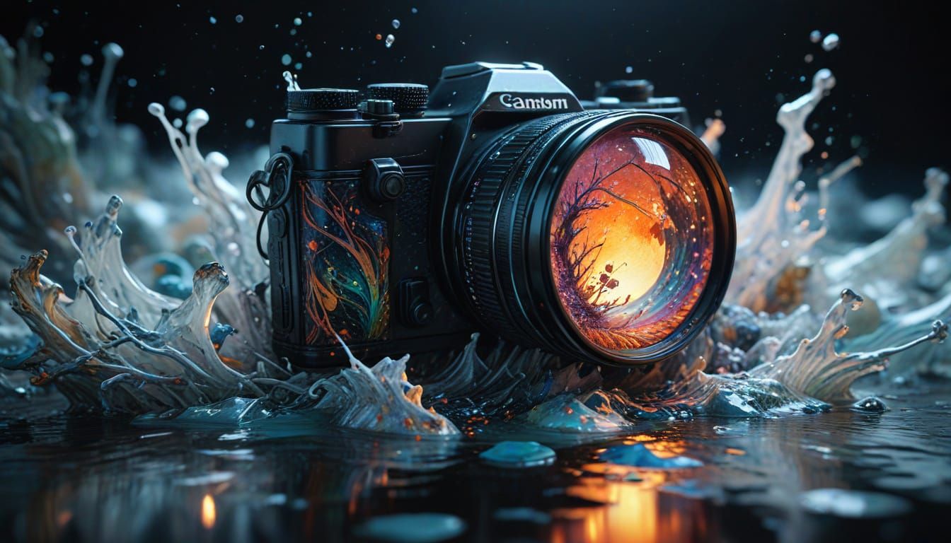 Surreal Dreamscape: Camera Captures Moonlit Sea in Woodblock...