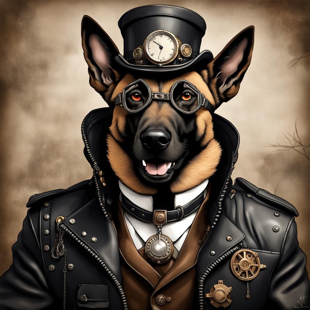 'Steampunk Belgian Malinois'