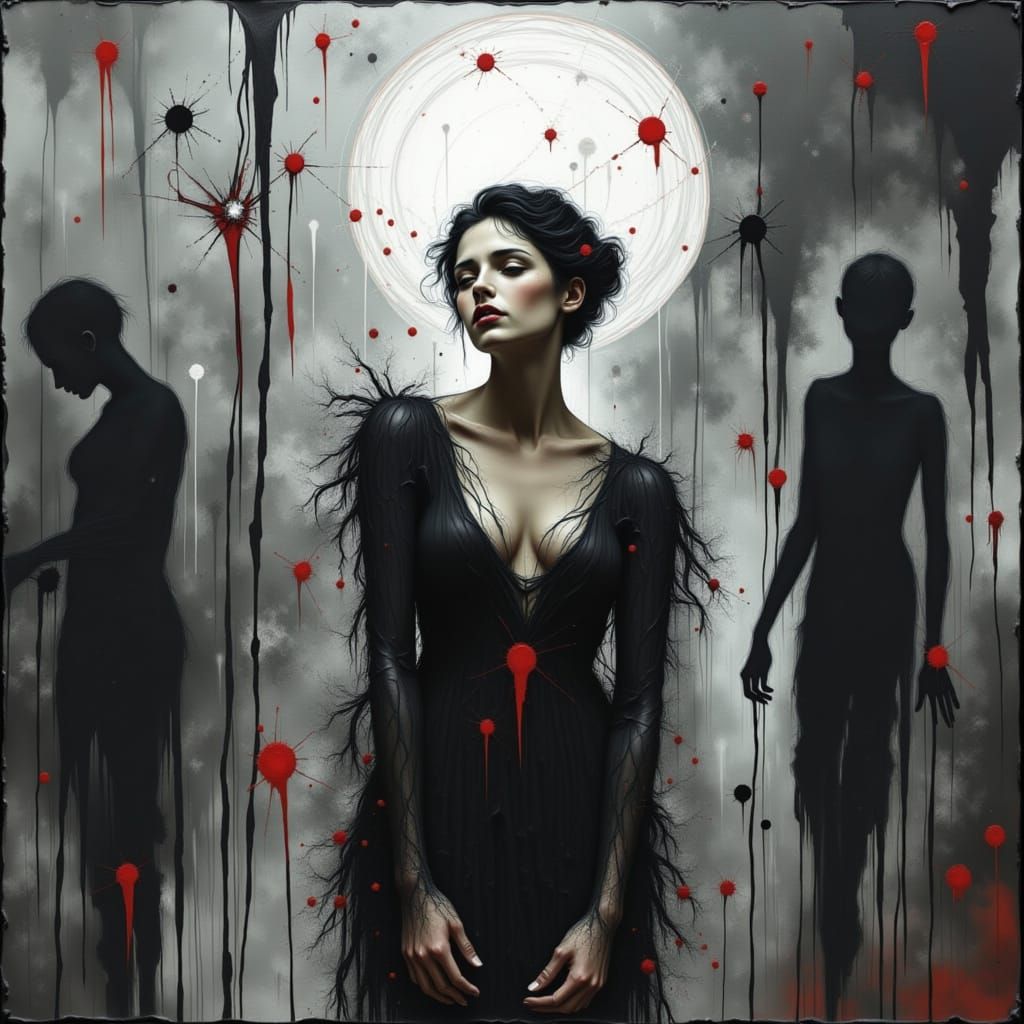 Haunting Oil Painting of Identity Exploration