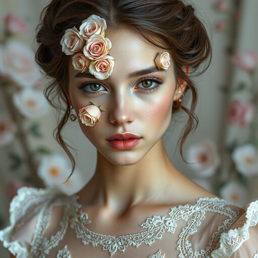 Rose Portrait of a Stunning Woman in 8k