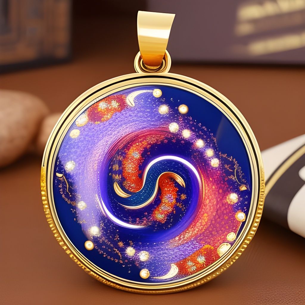 Gold Enameled Pendant, Yin & Yang - Snow & Fire