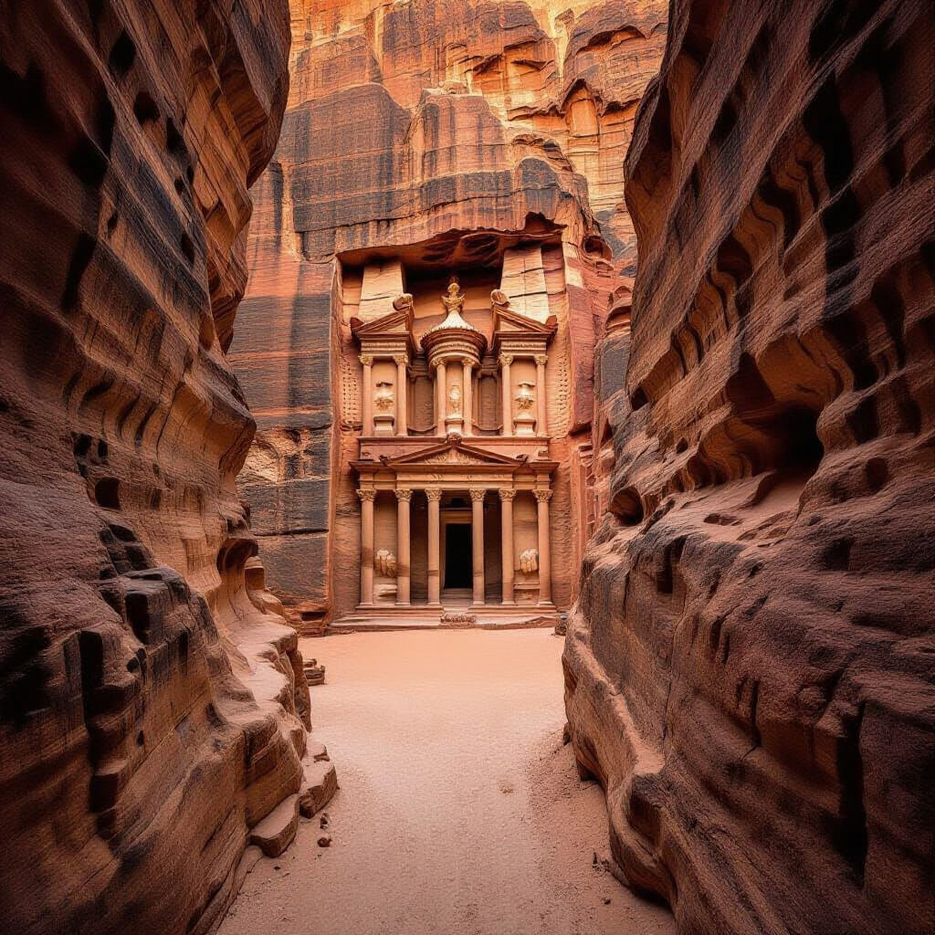 Drone Shot Through the Siq Gorge
