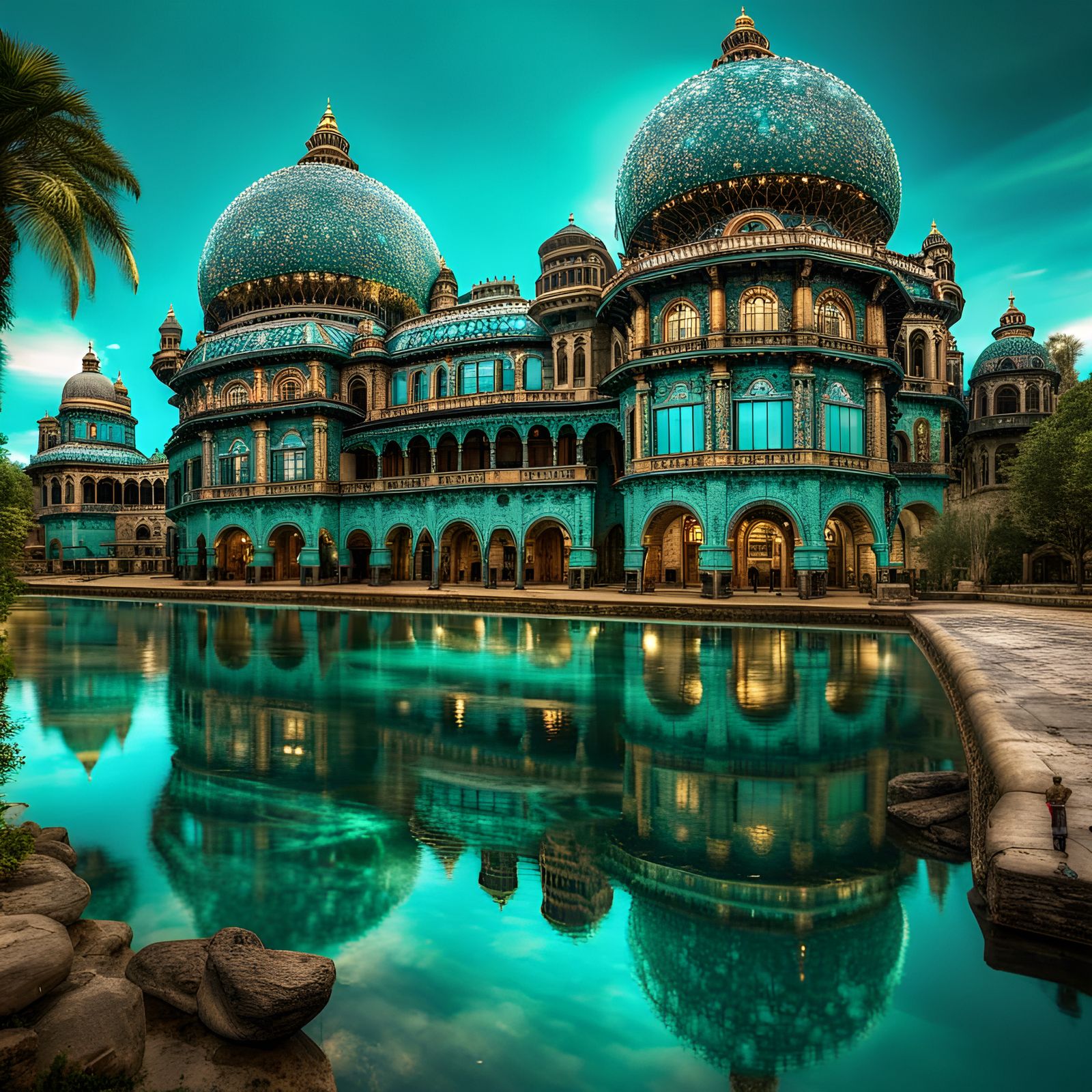 Majestic Jewel Encrusted Palace on Dark River