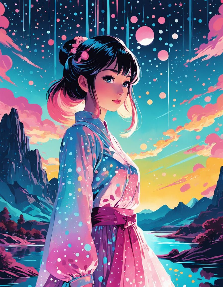 vibrant, dreamlike, impressionist style