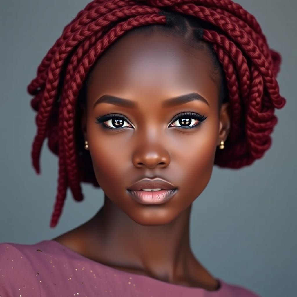Striking Portrait of Woman with Braided Red Hair