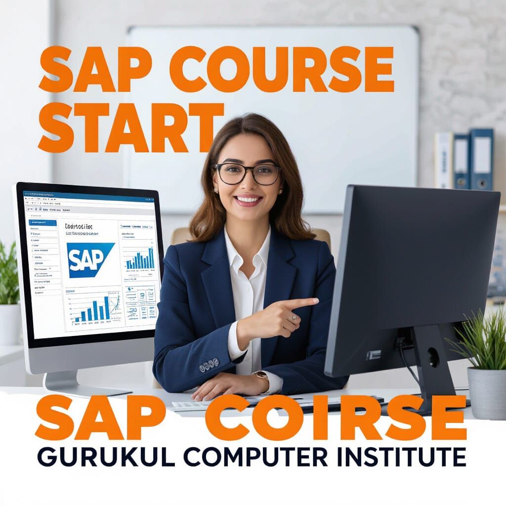 Professional Woman Presents SAP Software in Retro-Futuristic...