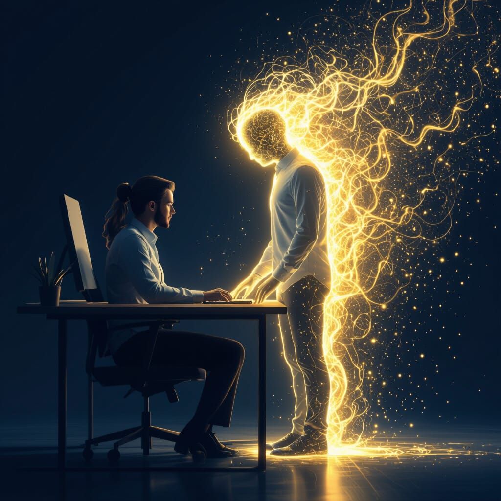 Employee's Fading Energy Field at Desk