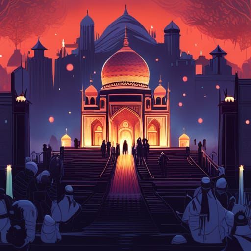 Taj Mahal with Luminous Colors: Digital Art