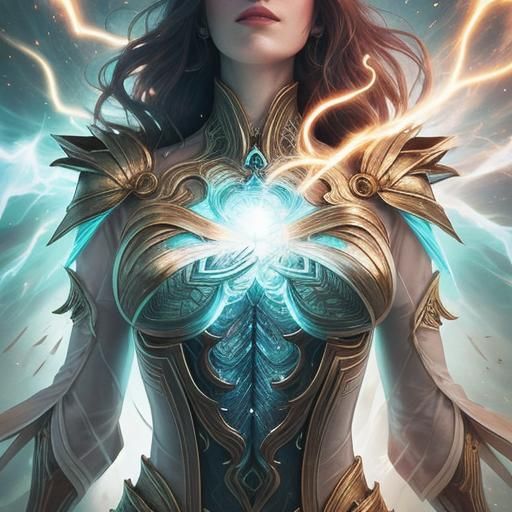 Woman Ascending in Light: Magical Transformation