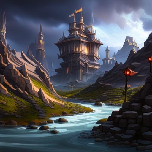 Fantastical Black Armor in Detailed Matte Painting