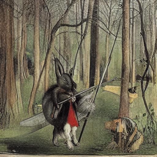 Gloomy Fairy Tale: Rabbit's Journey in Dark Forest