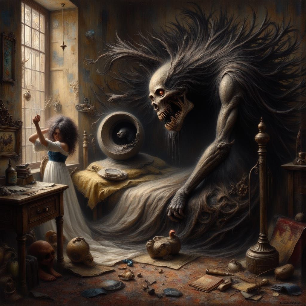 Gothic Guardians Watching Over Me in a Romantic Cyberpunk Sc...