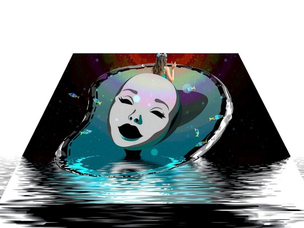 Ethereal Oceanic Goddess Emerging from Tranquil Sea