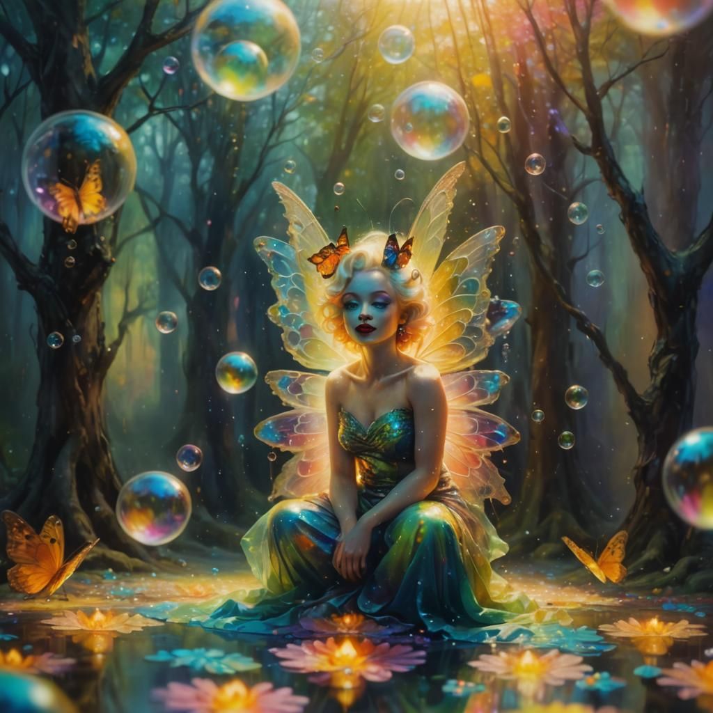 Zen Monster with Butterfly Wings in Surrealist Oil Painting