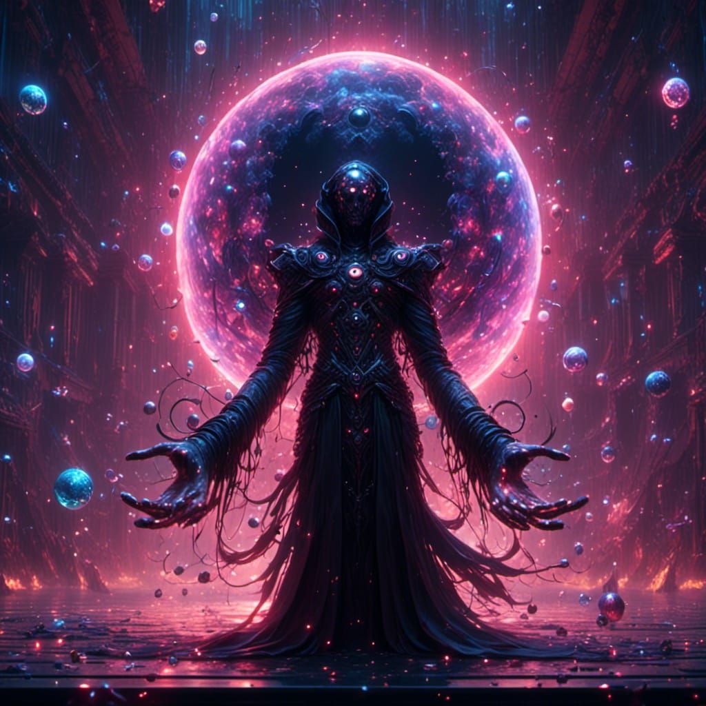 Arcane Cultist with Black Orb in Dark Fantasy Style