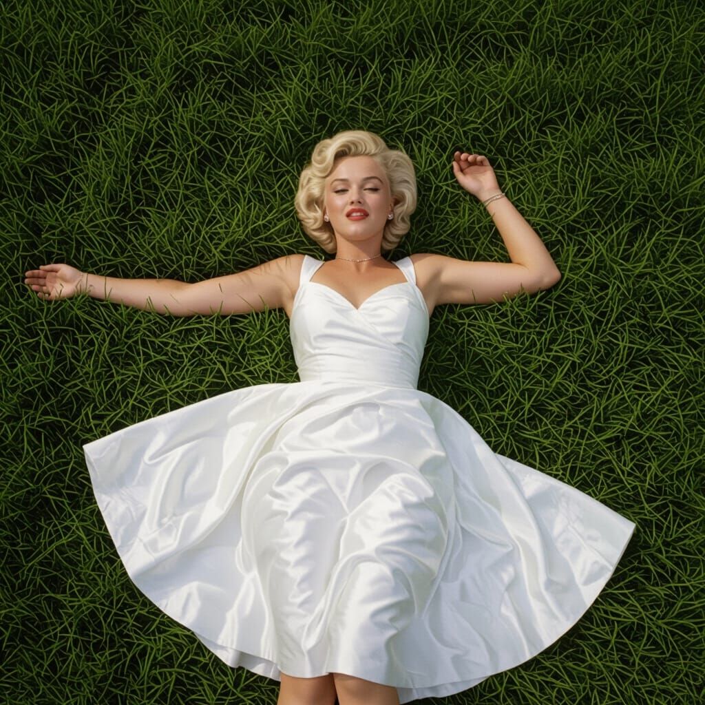 Marilyn Monroe in a Field of Green Grass