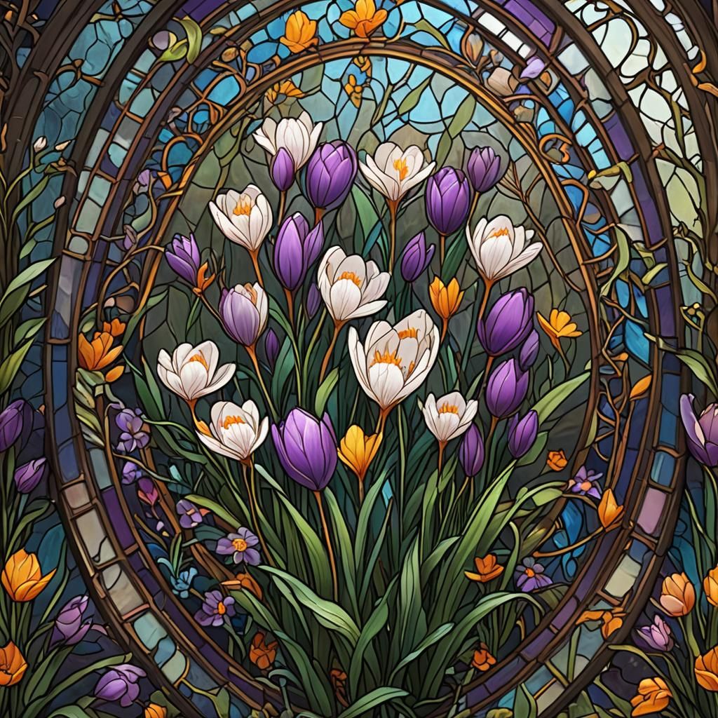 Stained Glass Crocus: Detailed Matte Painting