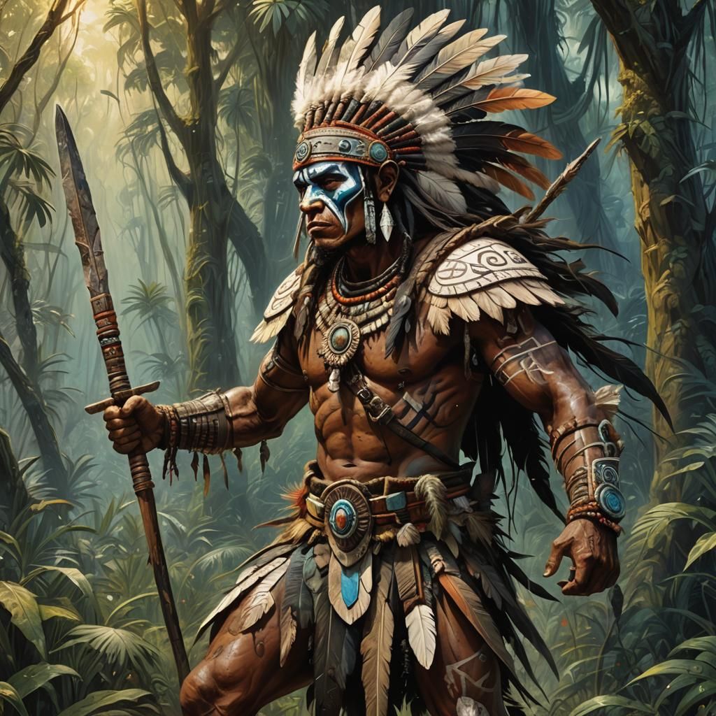 Tribal Warrior Defending Ancestral Lands: Astral Cosmic Pain...