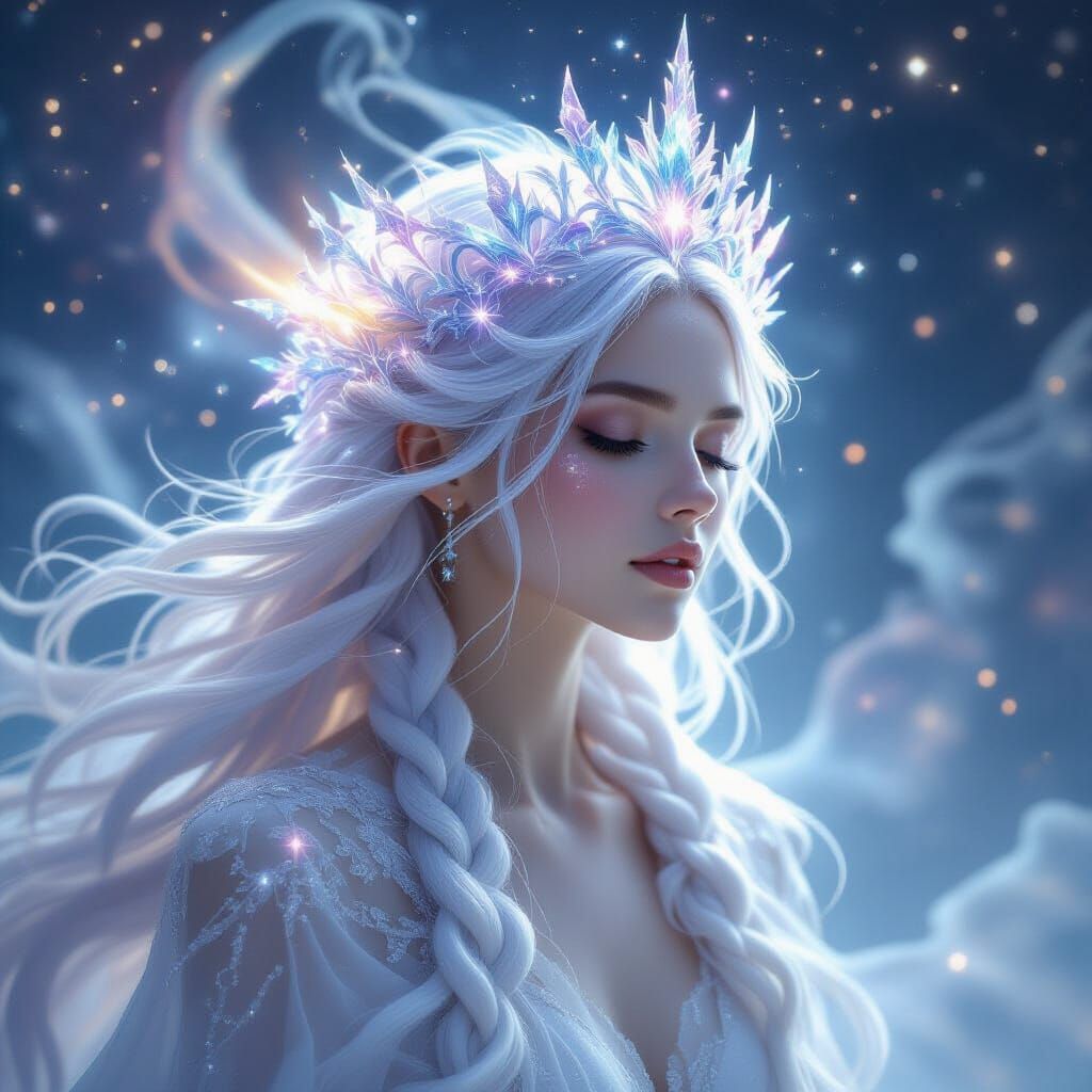 Starlight Goddess in Cosmic Nebula