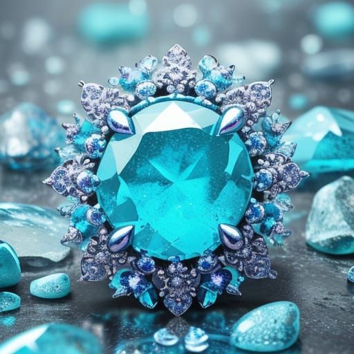 Luminous Turquoise Stone in Digital Art Style