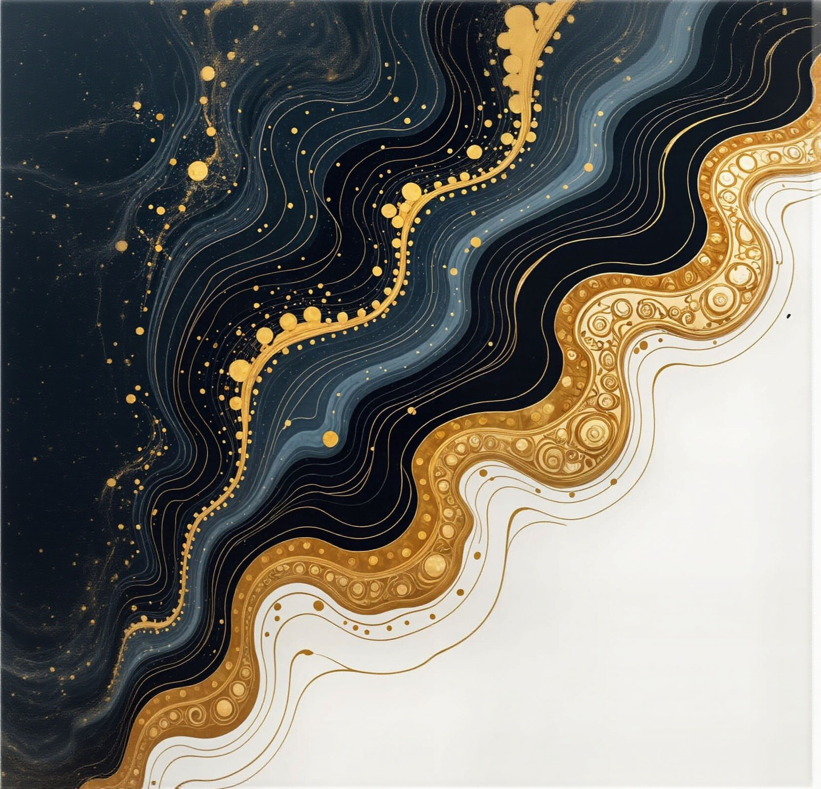 Abstract Gilded Cosmic Shoreline in Klimt Style
