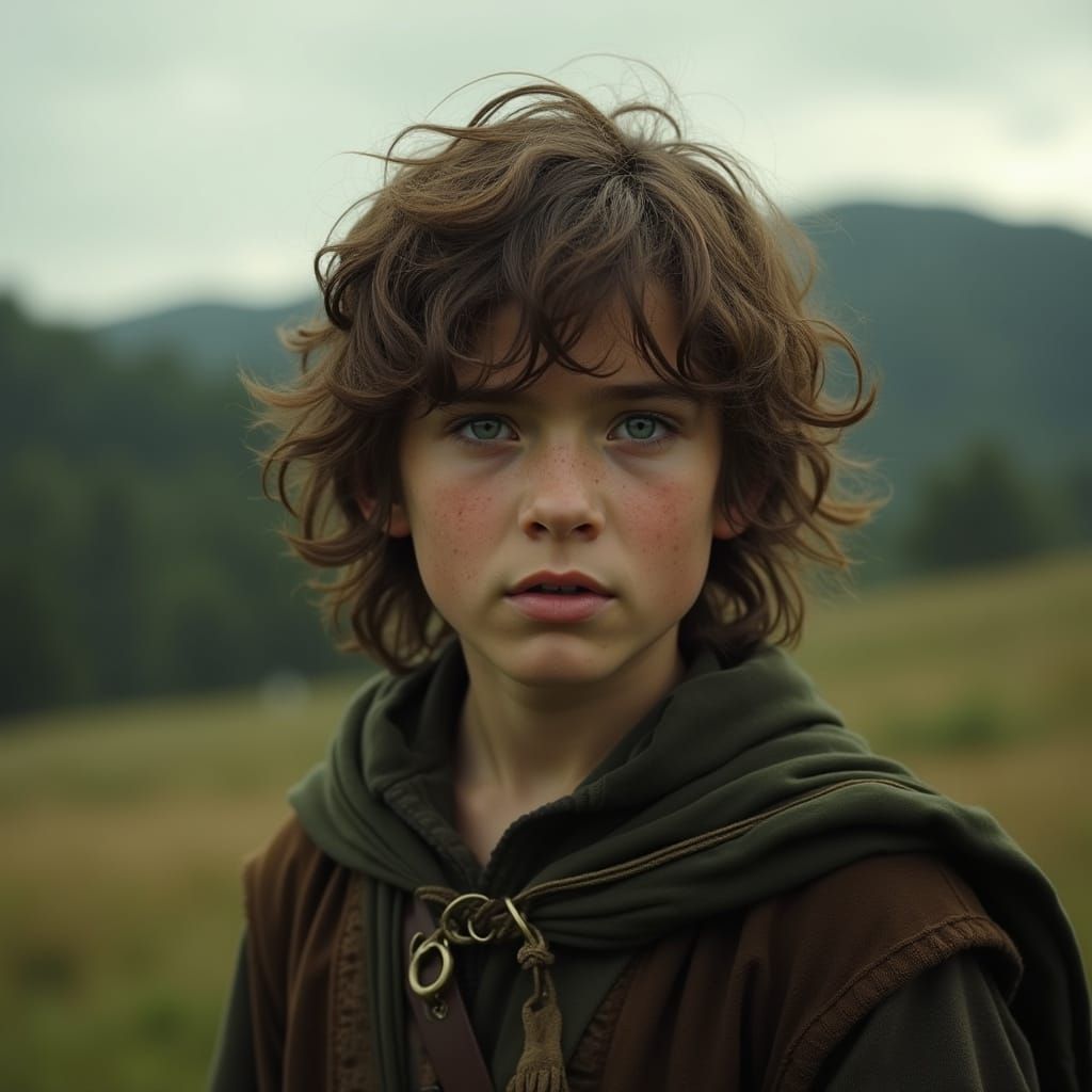 Youthful Hobbit in Earthy Landscape